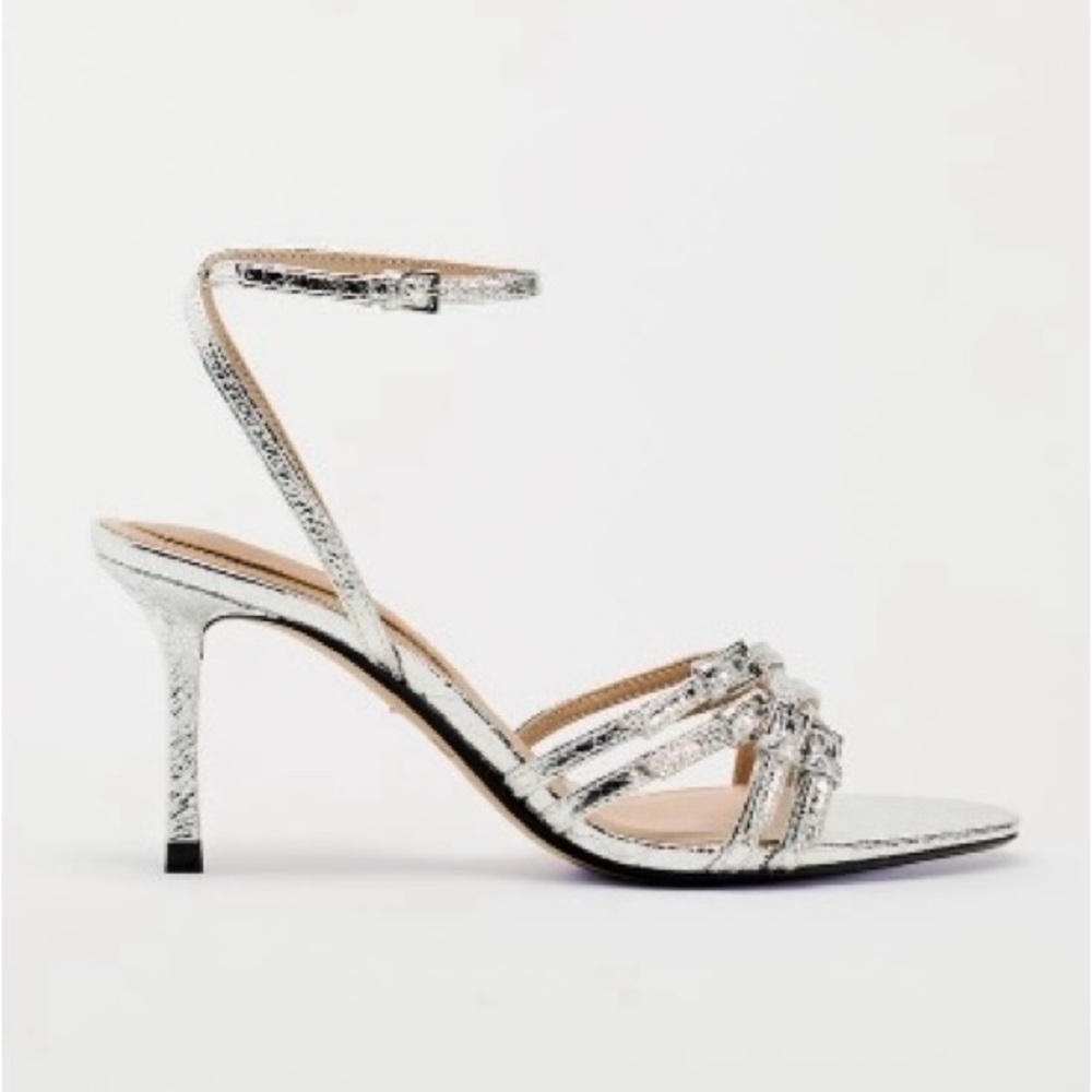 ZARA🥈SILVER 🥈 HIGH HEELED STRAP SANDALS